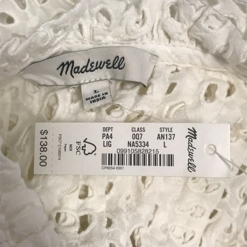 MADEWELL Women's Ruffle-Sleeve Mini Dress Large AN137 ($138) - Picture 4 of 4